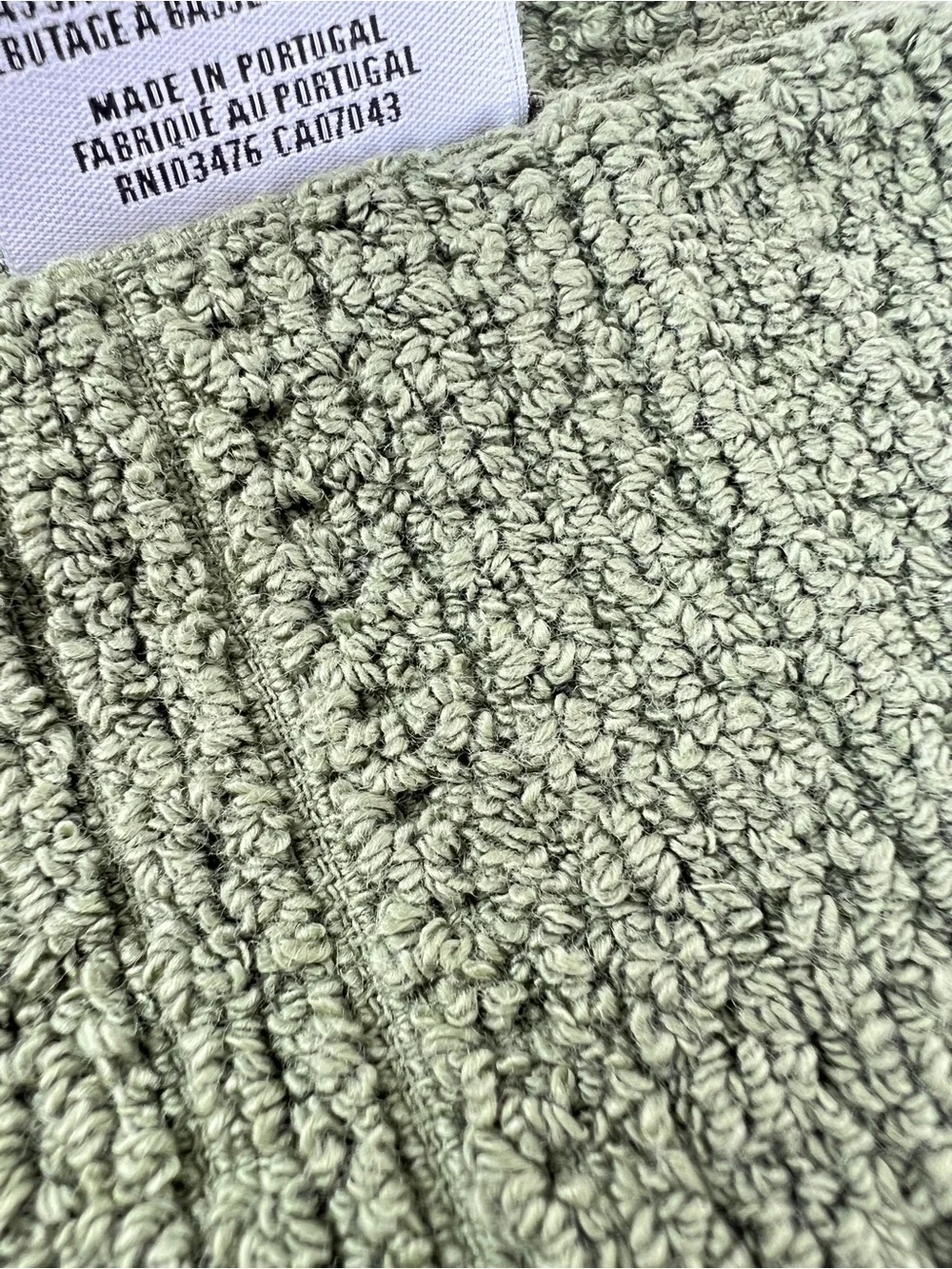 Bianca 2 Pc Bath Towel Set With Fringe 100% Cotton Olive Green Textured NEW